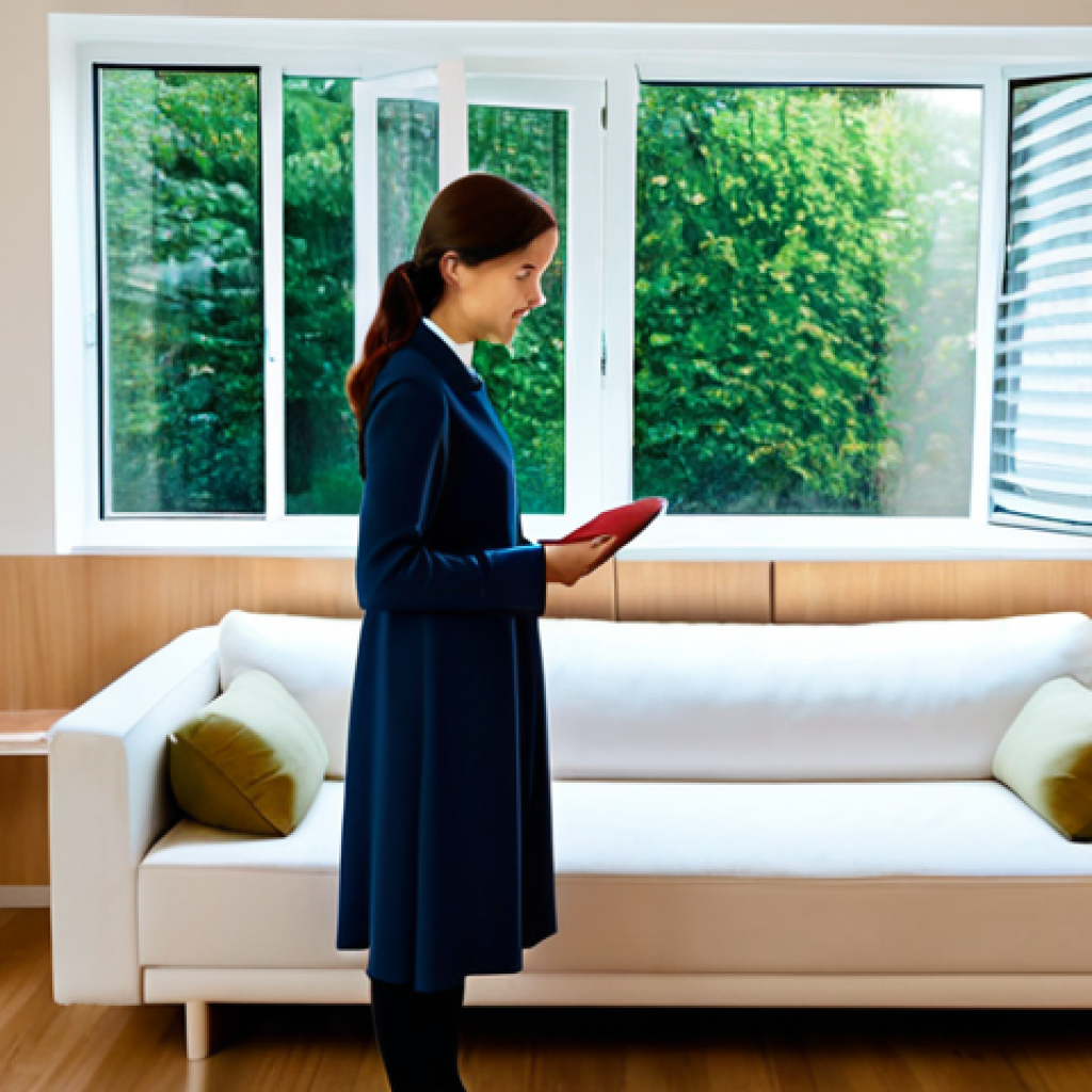 A serene young professional, fully clothed in modest, comfortable attire, stands gracefully in a beautifully designed compact living space. The room features large windows letting in abundant natural light, highlighting a cleverly designed multi-functional sofa that can convert into a bed. A foldable dining table is neatly tucked away against a wall, showcasing smart space utilization. Subtle elements of natural wood and simple, elegant decor create a harmonious and inviting atmosphere, reflecting thoughtful design for limited space. Professional photography, high resolution, soft ambient lighting, perfect anatomy, correct proportions, natural pose, well-formed hands, proper finger count, natural body proportions. safe for work, appropriate content, fully clothed, family-friendly.