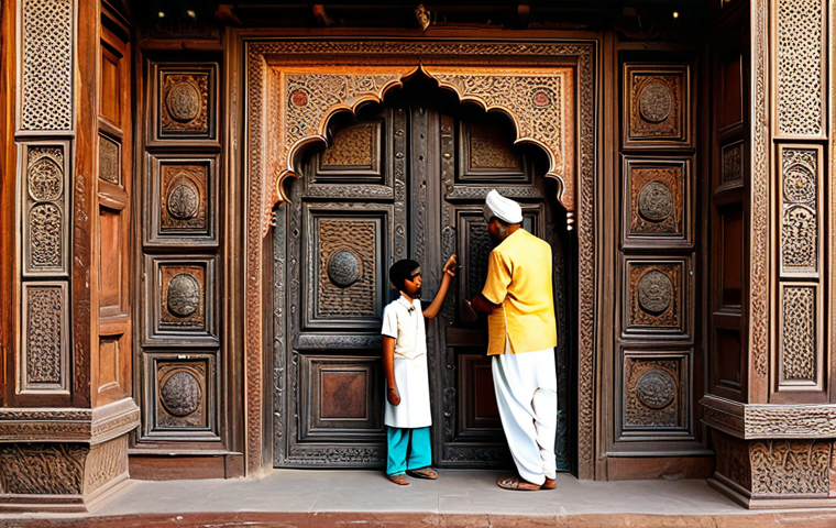 한옥의 창문과 문 - "A traditional Bengali home window, intricate wood carvings featuring floral and geometric patterns,...