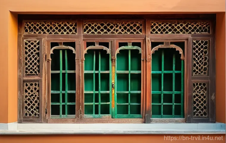 전통주택의 창호 - **Prompt:** A modern, minimalist living space seamlessly integrating a large, striking traditional B...