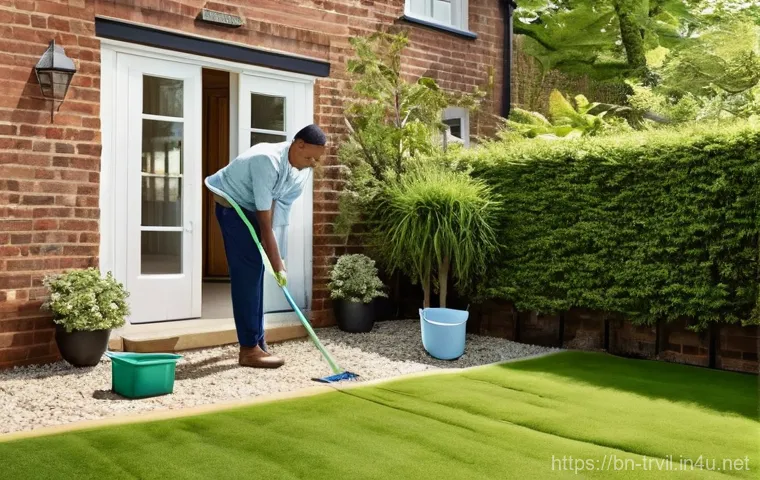 전통주택의 마당 정리 방법 - **Prompt 1: A Traditional Courtyard Morning with Modern Touches**
    "A vibrant, clean traditional ...