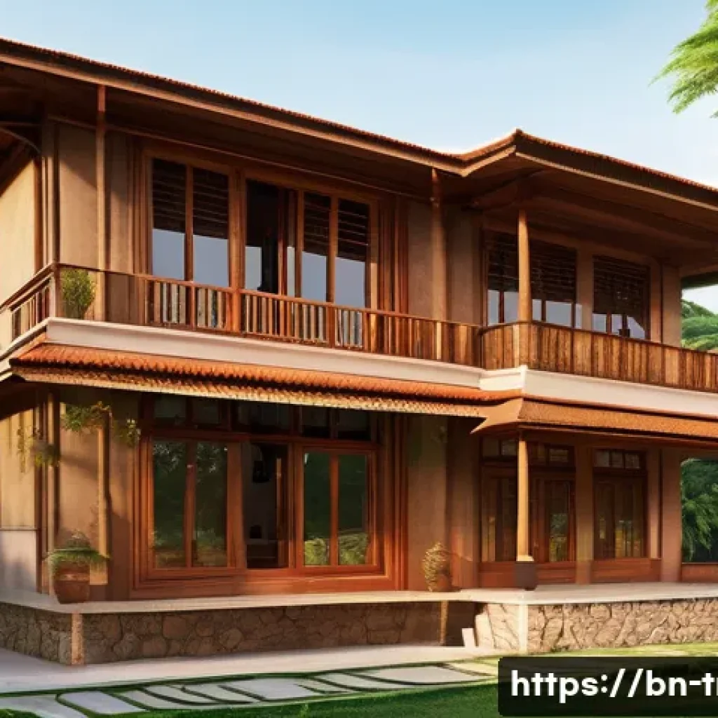 전통주택 설계 단계 - A traditional rural Bengali house constructed with local natural materials such as warm-toned wood a...