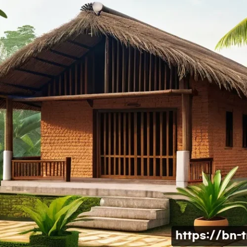 전통주택의 실용성 - A traditional Bengali rural house constructed with natural materials such as clay bricks, bamboo, an...