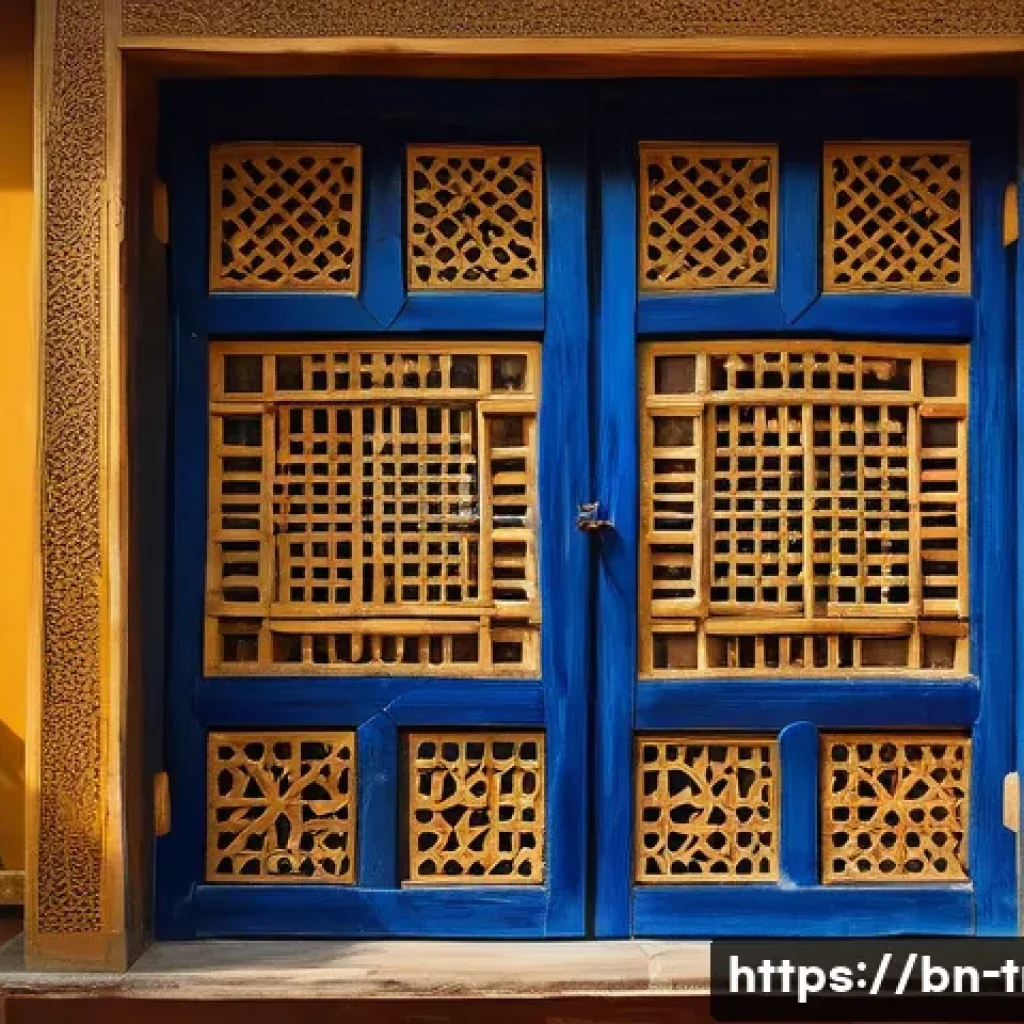전통주택의 창문 설계 - A traditional Bengali rural house window crafted from natural wood and bamboo, featuring intricate j...