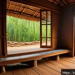 전통주택의 통풍 시스템 - A traditional ancient Bengali house featuring a tall, wave-patterned sloping roof made from natural ...