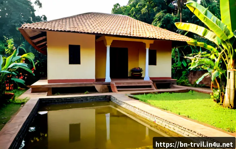 Home 17 전통주택과 환경적인 조화 - Photorealistic traditional Bengali courtyard home harmoniously integrated with nature, terracotta ro...